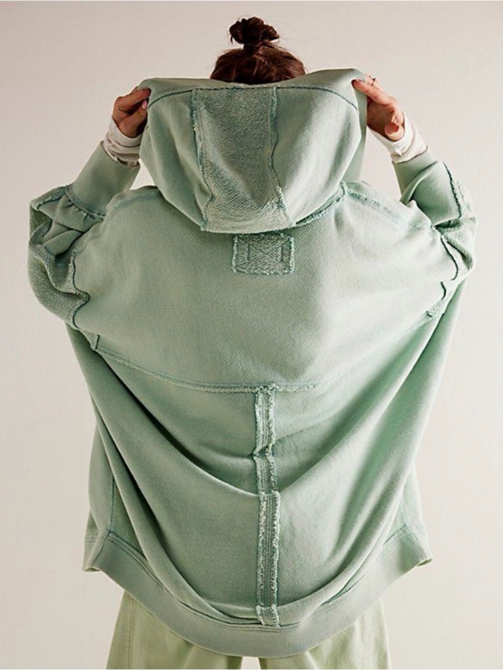 Free People Forever Yours Mint Sage Green Oversized Hooded Pullover
